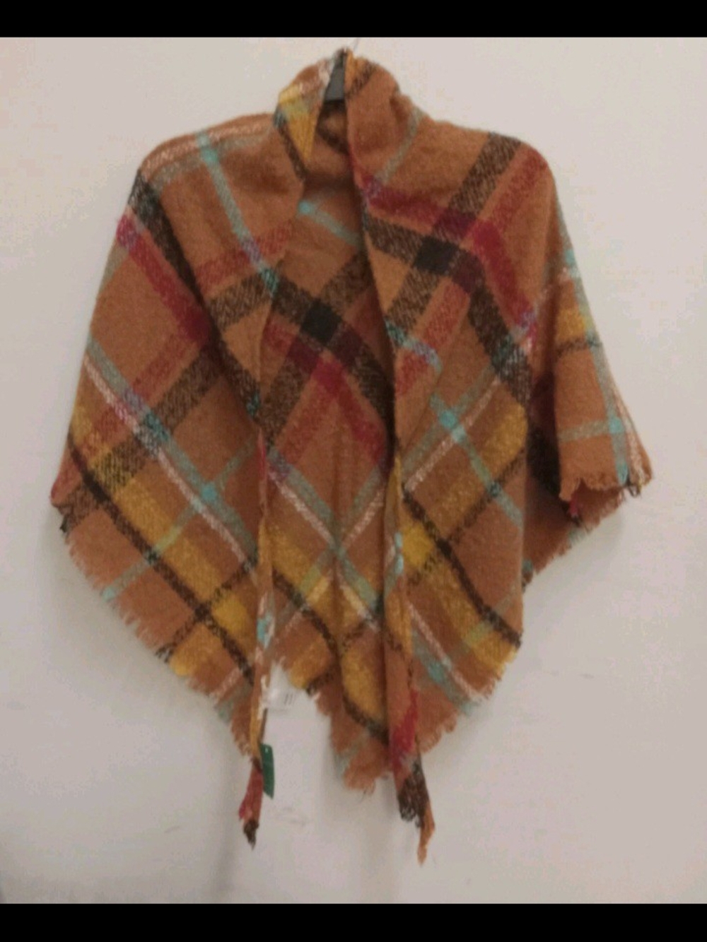 Maurices Mustard Plaid Shawl with Teal and Rust Highlights
